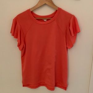 CASLON ruffle sleeve French terry top